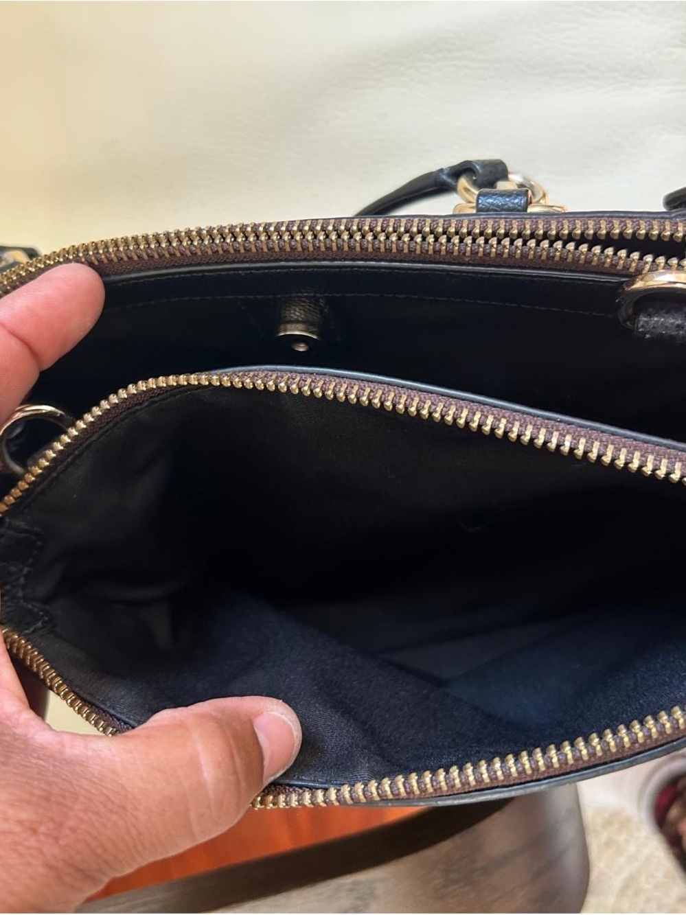Coach Brown Signature Satchel with Black Trim and Gold Hardware - Picture 4 of 9
